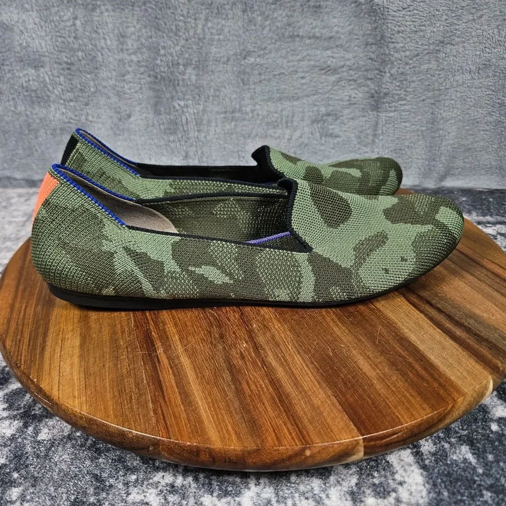 Rothys The Loafer Womens 9 Green Camouflage Slip On Casual Comfort Flats Shoes